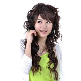 Capless Extra Long Top Grade Quality Synthetic Coffee Curly Hair Wig