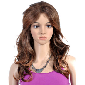 Capless Long Top Grade Quality Synthetic Golden Brown Curly Hair Wig