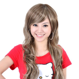 Smooth Side Bang Blonde Curly Wigs