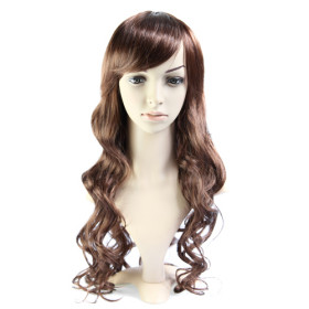 Inclined Bang Deep Wave Heat Resistant Curly Wigs