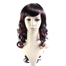 Capless Inclined Bang Shoulder Length Curly Wigs