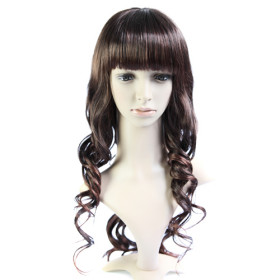 Super Long Neat Bang Body Wave Curly Wigs
