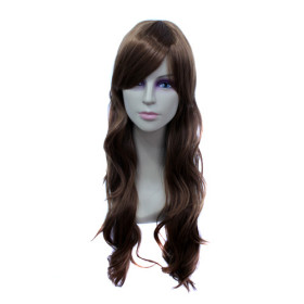 Black Body Wave Inclined Bang Curly Wigs