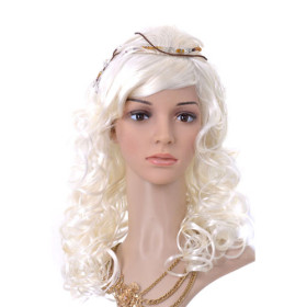 Women's Long Light Blonde Curly Wigs