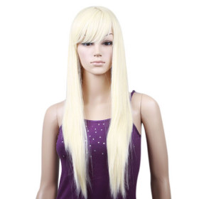 Light Gold Heat-resistant Fiber Capless Straight Wigs