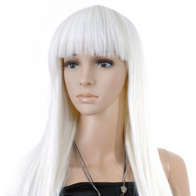Neat Bang White Heat Resistant Straight Wigs