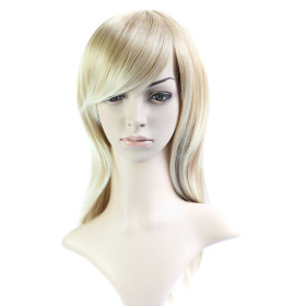 Shoulder Length White Smooth Straight Wigs