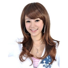 Heat Resistant Light Brown Smooth Straight Wigs