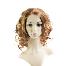 Without Bang Light Brown Curly Medium Wigs