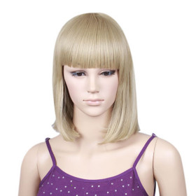 Neat Bang Shoulder Length Straight Medium Wigs