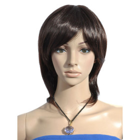 Synthetic Dark Brown Hair Extension Medium Wigs
