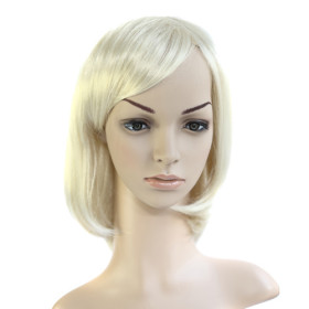 Silky Straight White Smooth Medium Wigs