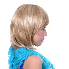 Full Bang Light Blonde Synthetic Medium Wigs