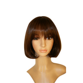 Neat Bang Chin Length Curl Up Bob Wigs