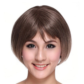 Gray Brown Hair Extension Undetectable Bob Wigs