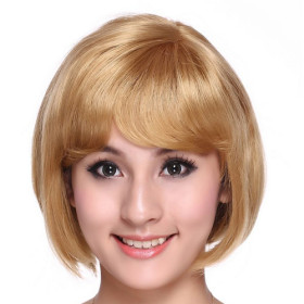 Hair Extension Light Golden Smooth Bob Wigs