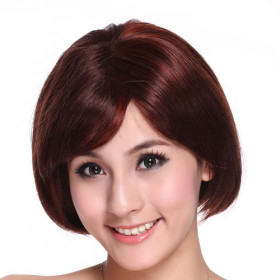High Quality Synthetic Red Wine Smooth Bob Wigs