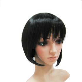 Straight Black Curl Up Bob Wigs