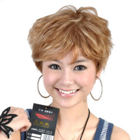 Capless Synthetic Light Brown Curly Wigs