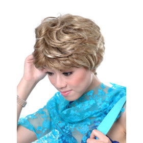 Brown Synthetic Feather & Flirty Curly Wigs