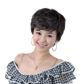 Little Curely Black High Quality Synthetic Straight Wigs