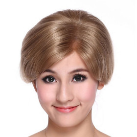 Flaxen Brown Smooth Side Bang Straight Wigs
