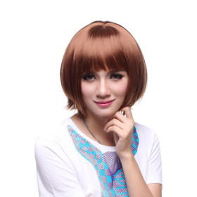 Neat Bang Smooth Deep Red Wine Straight Wigs
