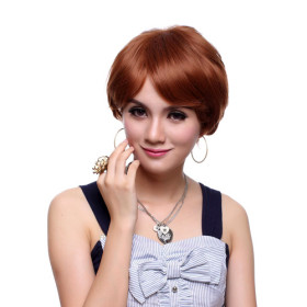 Red Wine Side Bang Smooth Straight Wigs