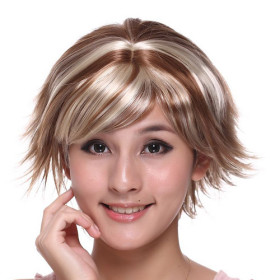 Feather & Flirty Brown With Light Blonde Smooth Straight Wigs