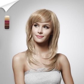 Middle Long Inclined Bang Light Gold Human Hair Wigs
