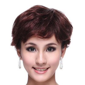 Feather & Flirty Choclate Brown Curly Human Hair Wigs