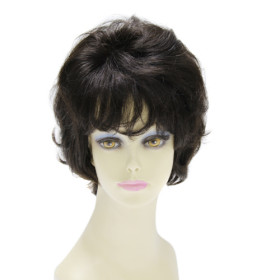 Curl Up Short Black Heat Resistant Human Hair Wigs