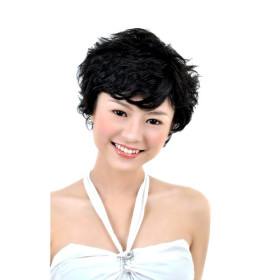 Feather & Flirty Black Curly Human Hair Wigs