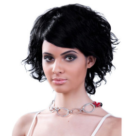 Chin Length Black Curly Human Hair Wigs