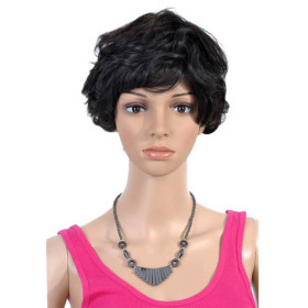 Curly Short Black Human Hair Wigs