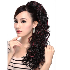 Extra Long Hand Tied Black & Red Hair Extensions