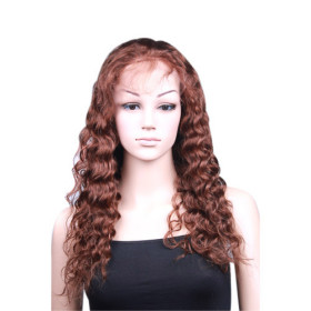 Gold Brown Without Bang Wave Curely Custom Wigs