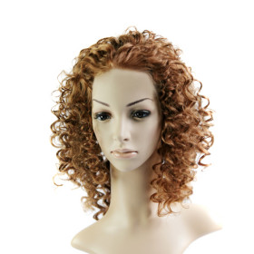Light Brown Curly Shoulder Length Lace Wigs
