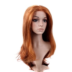 Golden Brown Long No Bang Lace Wigs