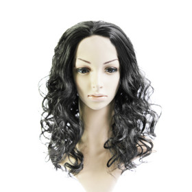 Black Smooth Shoulder Length Lace Wigs