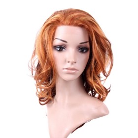 Golden Brown Curly Without Bang Lace Wigs