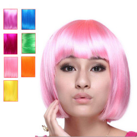 Bob Style Pink Smooth Party Wigs