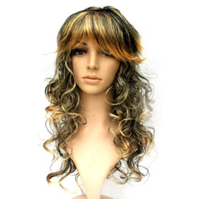 Mixed Color Deep Curely Feather & Flirty  Party Wigs