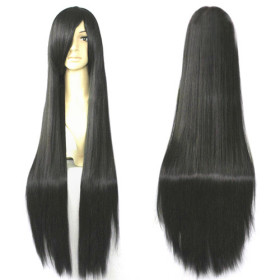 Super Long Black Smooth Party Wigs