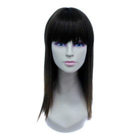 Black Shoulder Length Neat Bang  Party Wigs