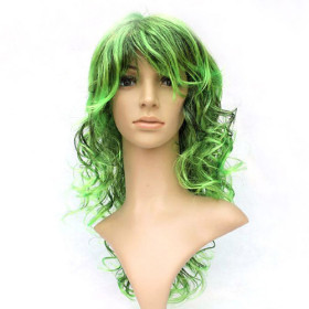 Green Deep Curely Long Party Wigs