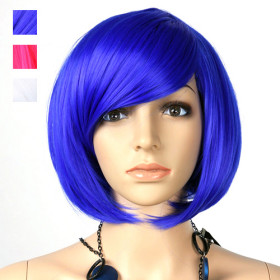 Blue Bob Style Smooth Party Wigs