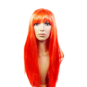 Smooth Red Neat Bang Party Wigs