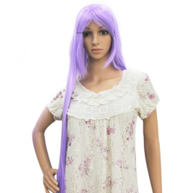 Extra Long Side Bang Purple Party Wigs