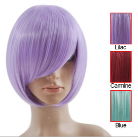 Purple Bob Style Inclined Bang Party Wigs